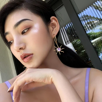 

Timeless Wonder Purple Sunburst Drop Statement Earrings Women Jewelry Gothic Boho Top Runway Designer Party Pop Ins Fancy 3127