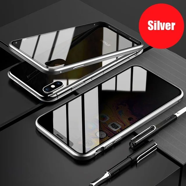 Магнитный чехол для samsung S10 S9 S8 Note 10 для huawei P20 P30 Pro Redmi Note 7 для iPhone 11 Pro Max X XR XS Max 7 8 6 - Цвет: Siliver