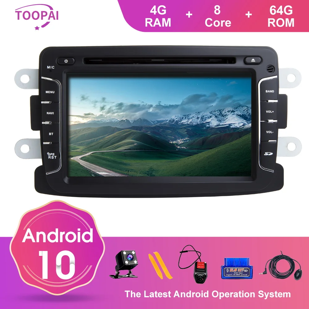 TOOPAI Android 10 For Renault Duster Dacia Logan Sandero Xray 2 Car GPS Navigation Multimedia Player Auto Radio Stereo DVD CD | Автомобили