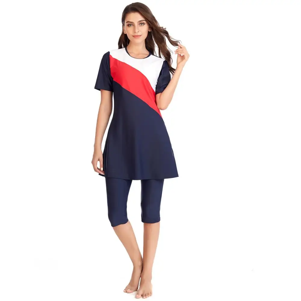 Plus Size Women Modest Hijab Muslim Swimsuit Islamic swim wear Burkinis Sport Swimwear Ladies Short sleeve With Swim Hat women swimwear muslim swimwear