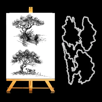 

ZhuoAng Tree Cutting Dies and Clear Stamp Set for DIY Scrapbooking Photo Album Decoretive Embossing Stencial
