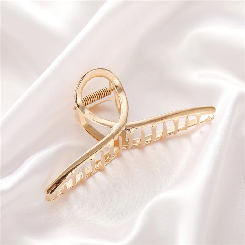 hair clips for long hair 2021 New Women Elegant Gold Hollow Geometric Metal Hair Claw Vintage Hair Clips Headband Hairpin Hair Crab Hair Accessories elastic headbands for women