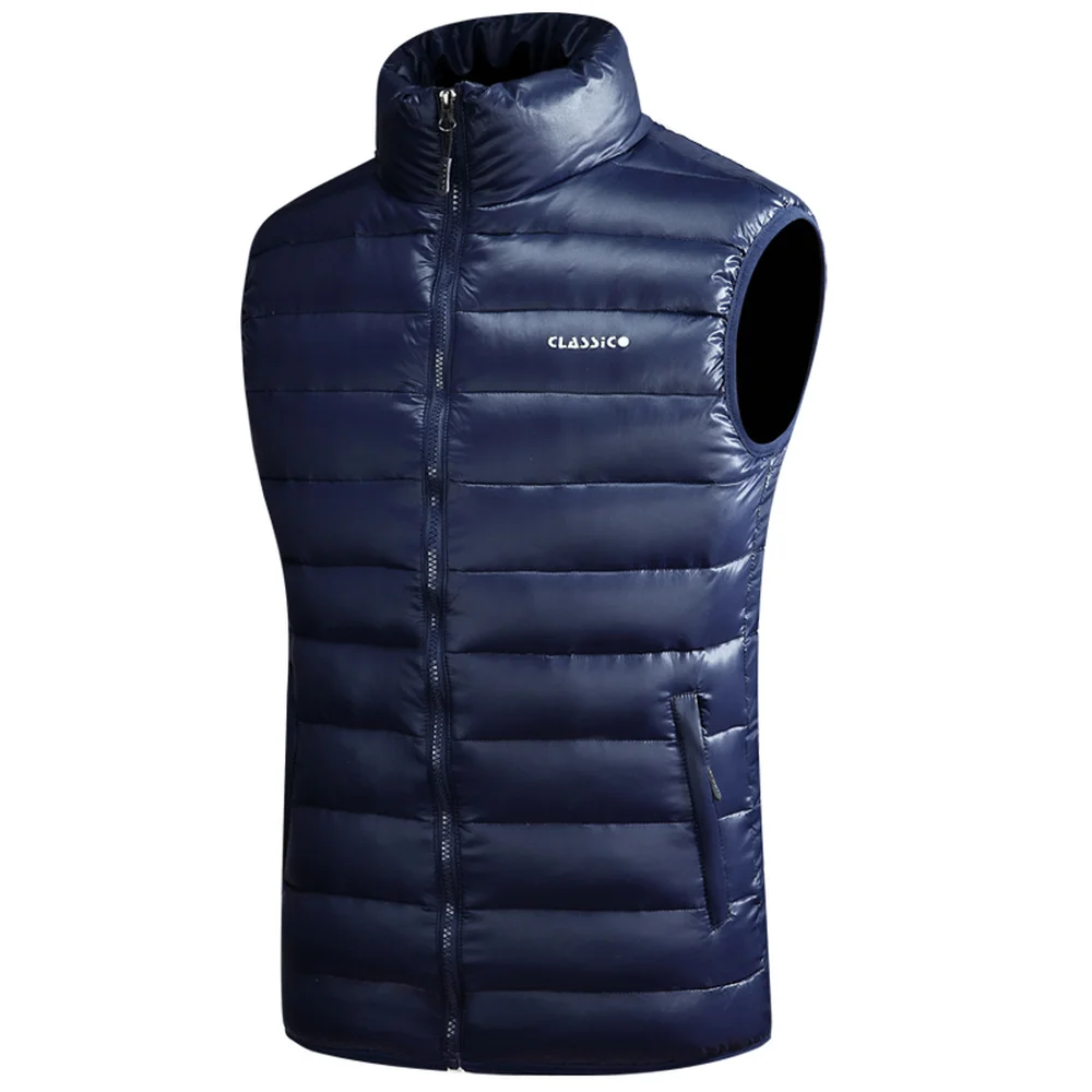 Chaleco de invierno cálido para hombre, Parka de plumón de pato blanco, chaqueta sin mangas, chaleco grueso ultraligero, Otoño e Invierno