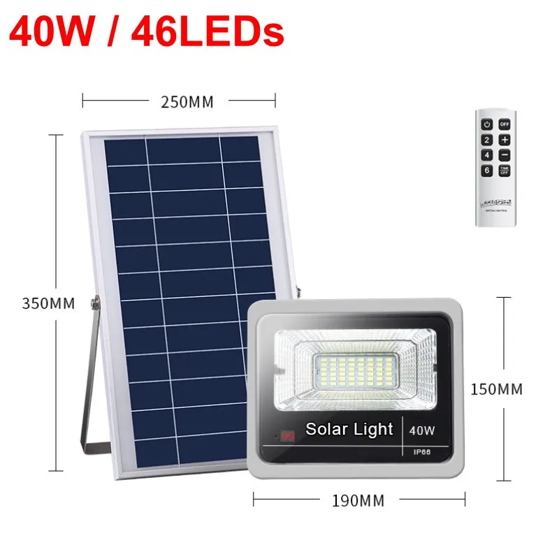 1 шт 40 Вт 60 Вт 100 120WOutdoor отражатель дистанционного Управление Солнечный Мощность потока СИД светильник панели для сада Наводнение светильник Точечный светильник Bouwlam