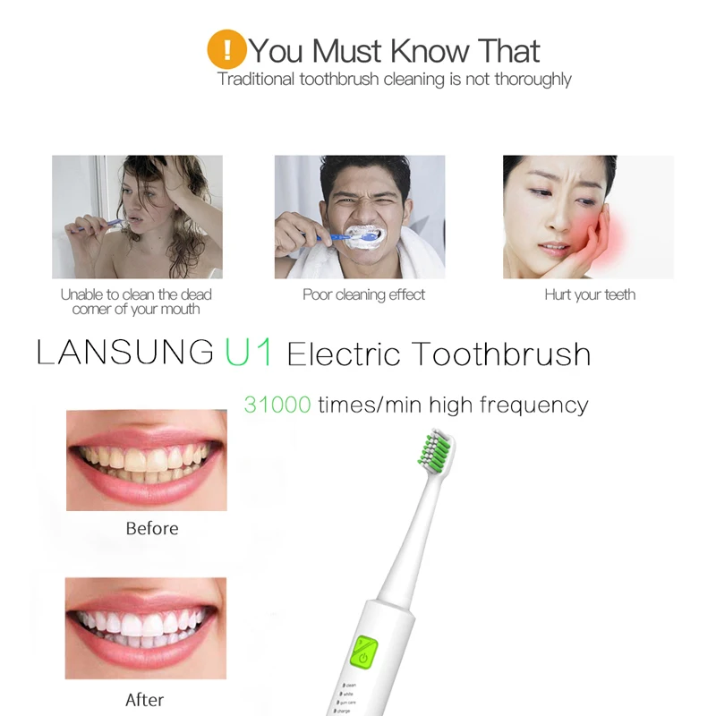 Electric Toothbrush Lansung u1 Ultrasonic Toothbrushes Sonic Tooth Brush electric kids toothbrush Cepillo Dental Oral Hygiene 5 Electric Toothbrush Lansung u1 Ultrasonic Toothbrushes Sonic Tooth Brush electric kids toothbrush Cepillo Dental Oral Hygiene 5