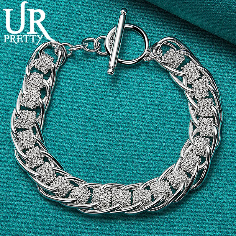 

URPRETTY 925 Sterling Silve Woven Chain Bracelet For Women Wedding Engagement Charm Jewelry