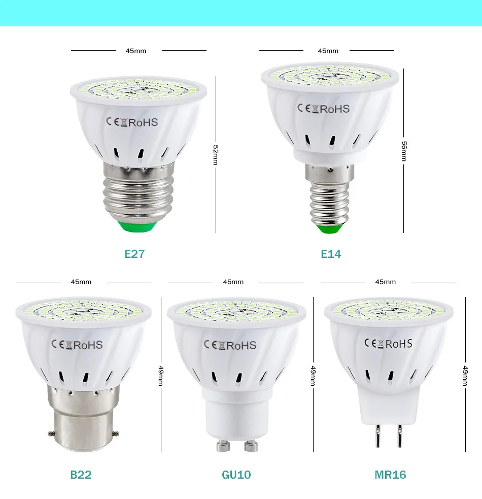 UV Disinfection Lamp UV Sterilization Lamp UV light sterilizer LED GU10 UV Ozone Lamp Bulb Kill Mite Germs E27 Germicidal Light 48 60 80leds Indoor Ultraviolet Lamp 220V