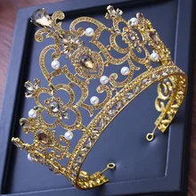 Европейский стиль, Ретро Королева, барокко, Золотая Корона, головной убор, проект невесты, корона, Роскошные, славные аксессуары для дворца