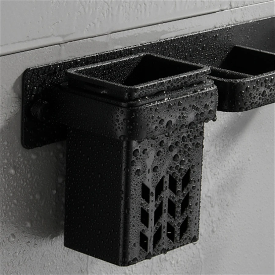 Wall Mounted Shelf Bathroom Black Hair Dryer Holder Hair Straightener Holder Floating Shelves Storage Bathroom Accessories