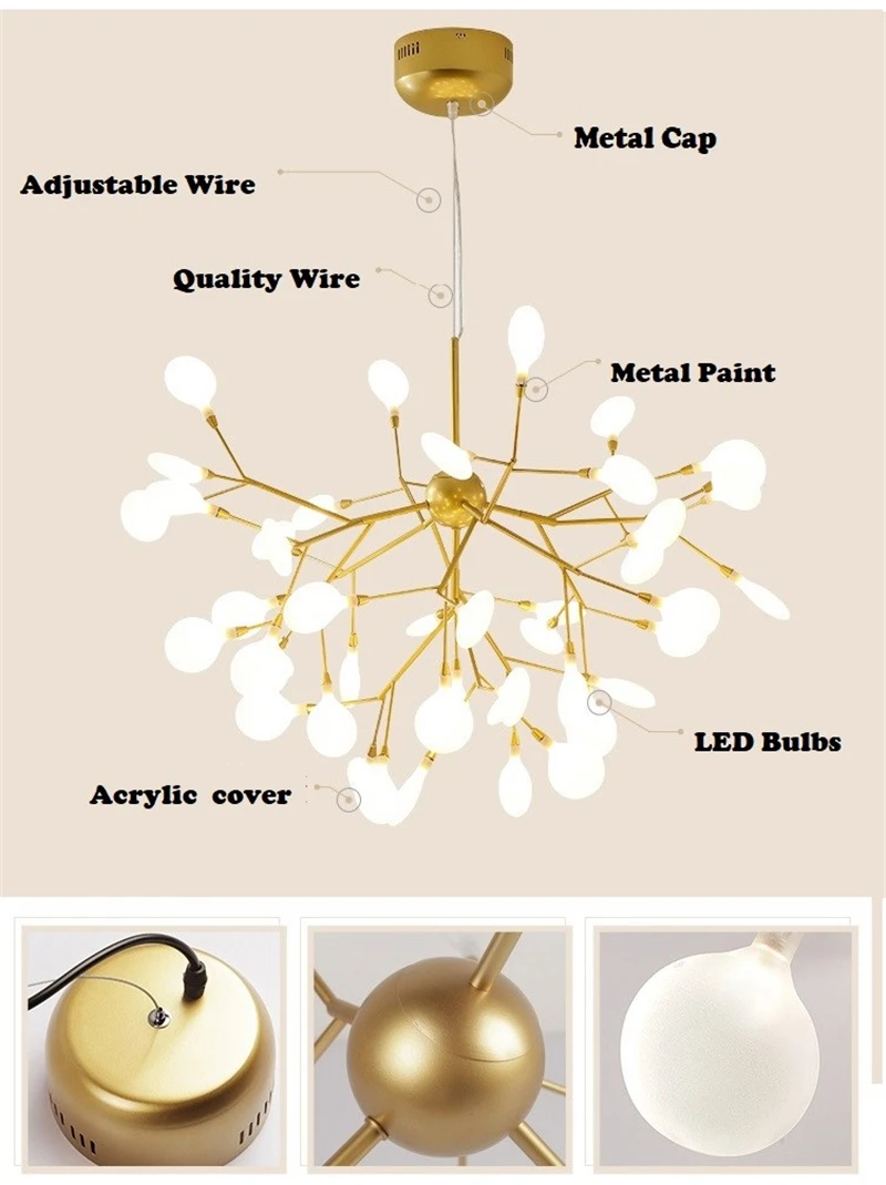 Ramo de Árvore do Firefly Luz do Candelabro à Moda Moderno Lustre Luminárias Sala Estar Decoração Casa Lâmpada Pendurada Teto Led 4 Cheap Lustres