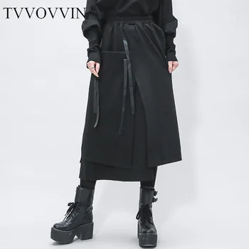 

Korea 2020 New Spring Elastic Waist Solid Color Irregular Pocket Skirt Streetwear Straight Personality Sloose Kirt Tide Y102