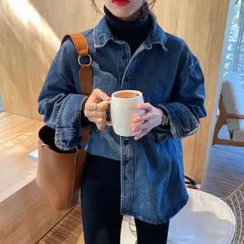 

Jeans Shirt women 2020 Long Sleeve Slim Casual Vintage Ladies Denim Shirts Tops Feminina Blouses and Tops