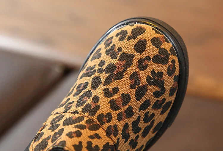 Childrens Leopard Print Single Boots Boys Girls  non-slip Thin Fleece Ankle Boots Princess Sneakers For Kids