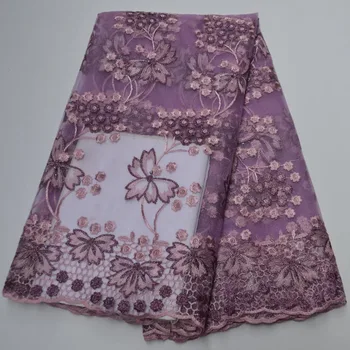 

2020 Latest African Embroidered Tulle Mesh Lace Fabric High Quality Nigerian Guipure Swiss Voile Lace In Switzerland For Party