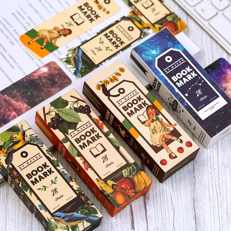 Paper Bookmark 28 pcs/pack Cute Girl Roaming Space for Reading Books Share Markers School Student Office Stationery
