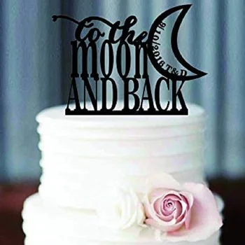 

Personalised To the Moon and Back Cake Topper,Personalized Initials Cake Topper