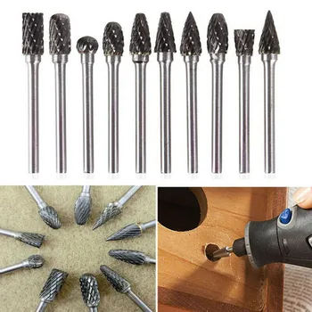 

Tungsten Carbide Cutter 10pcs Rotating Burr Tool Double Diamond Cutting Electric Grinding Tools ALI88
