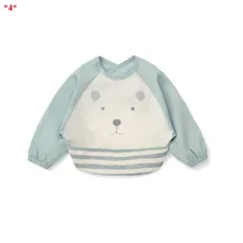 6-24 חודשים תינוק ליקוק קריקטורה סינר עמיד למים תינוק דברים האכלת גיהוק מטליות עם ארוך שרוולים יילוד ילדים רוק מגבת(China)