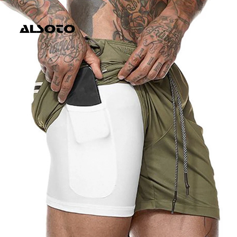 Men's Casual Shorts 2 in 1 Running Shorts Quick Drying Sport Shorts Gyms Fitness Bodybuilding Workout Built-in Pockets Short Men Men's Casual Shorts 2 in 1 Running Shorts Quick Drying Sport Shorts Gyms Fitness Bodybuilding Workout Built-in Pockets Short Men