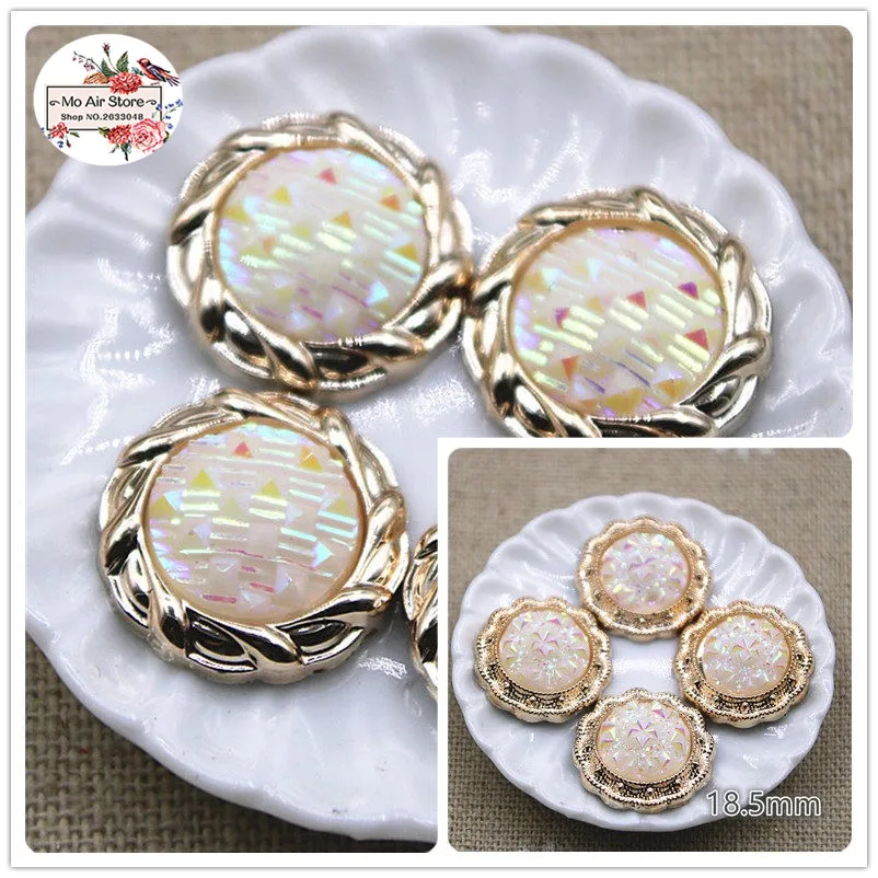 

20pcs/lot 18mm golden color flower flatback plastic button bead for DIY wedding scrapbook decoration craft