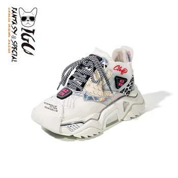 

IGU Sneakers For Women Flat Casual Platform Shoes Tenis Feminino White Harajuku Thick Bottom Breathable Sneakers For Females