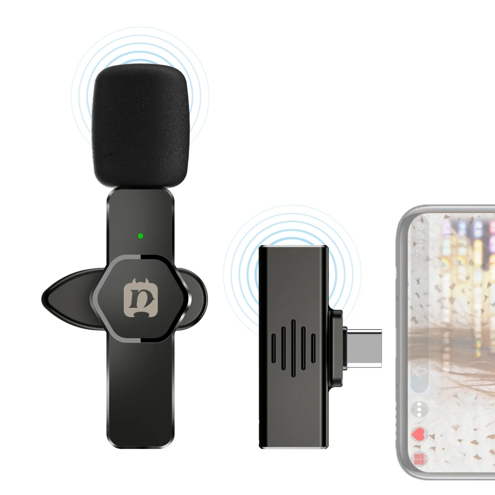 

Wireless Lavalier Microphone Portable Mini Microphone For iPhone Android Phone Youtubers Facebook Live Broadcast Vlogging