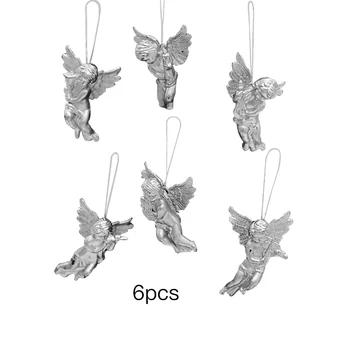 

6Pcs Christmas Angel Pendant Electroplated Gold Silver Little Angel Hanging Ornaments For Christmas Tree Home Shop Window Party