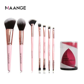 

MAANGE 7 Pcs Makeup Brushes Set with Sponge Foundation Powder Blush Eyeshadow Concealer Eye Make Up Brush Cosmetics Beauty Tools