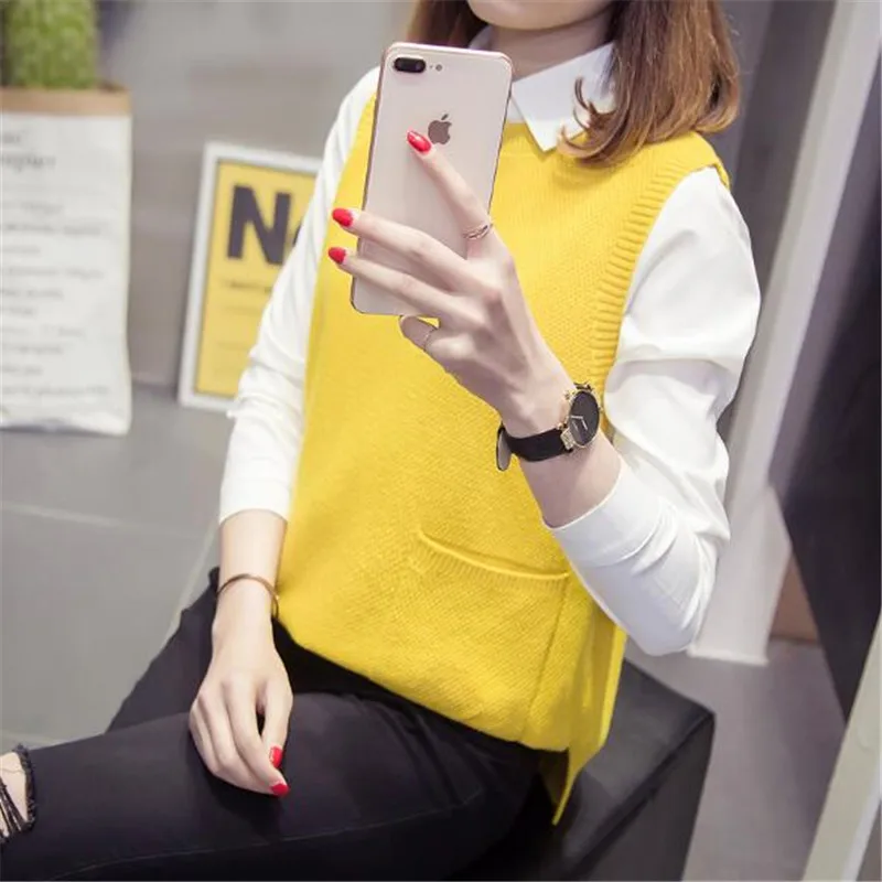 Жилет женский вязаный с клипсами лошадей свободный свитер в Корейском стиле для