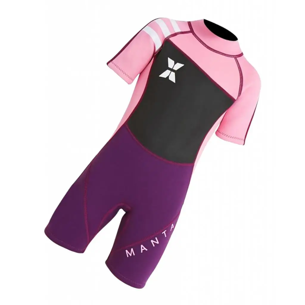 Kids Short Sleeve Wetsuit Swimwear Bathing Suit One Piece Swimsuit UPF50+ for Scuba Diving Snorkeling Surfing Swimming 