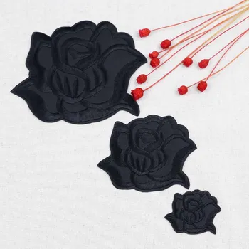 

Lulang 10Pcs Black Rose Flowers Large Patches Embroidery Patch Applique Iron on Clothing Sticker Sew on Decorative Badges