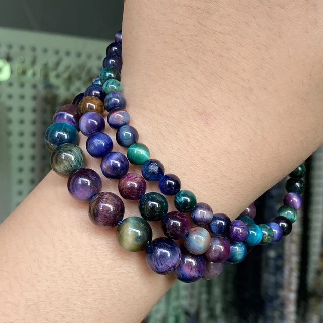 Natural Stone Beads 4-10mm Aquamarines Lava Opal Rose Quartzs Tiger Eye Moonstone Round Beads for Jewelry Making Diy Bracelet Starry Sky tiger Eye