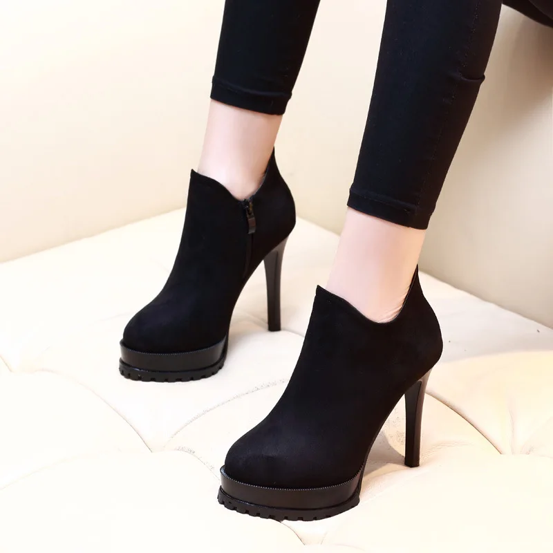 

Lady Boots Round Toe Leather Booties Brand Women's Shoes Clogs Platform Zipper Bootee Woman 2019 Ladies Fashion Rubber High