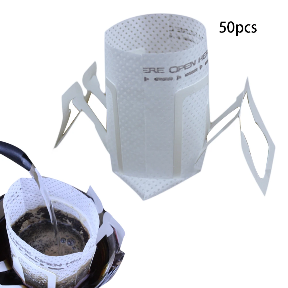 

50/pcs Pack Drip Coffee Filter Bag Portable Self-Service Coffee Filter Paper Hanging Cup Filter Paper Home Office Travel Brewin