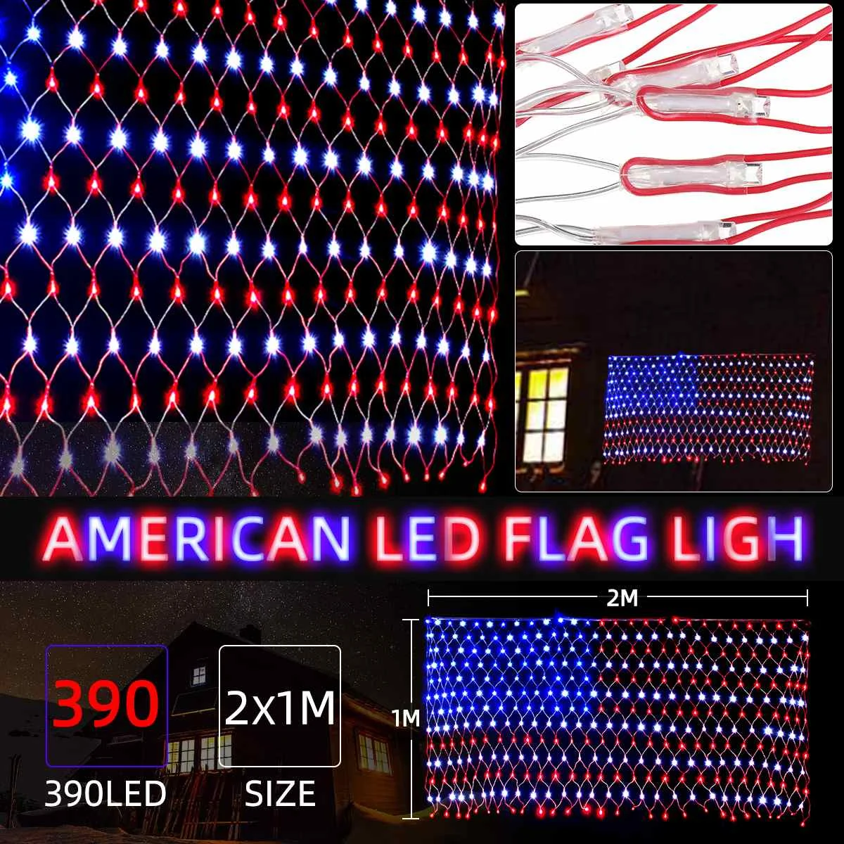 

American Flag LED Net Light String Family Party Holiday Decoration Halloween Christmas Decoration Light