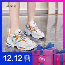 Новинка года; модная женская обувь; Ulzzang; Студенческая спортивная обувь на платформе; кроссовки на толстой подошве; женская прогулочная обувь