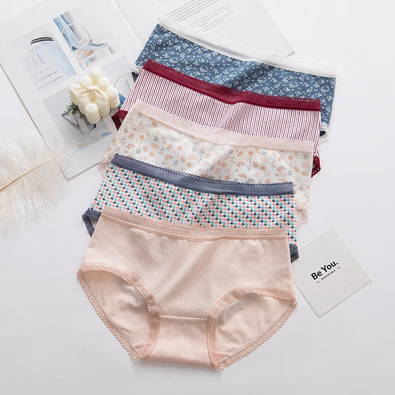 cute underwear 7 Pcs Panties Women's Underwear Cute Cotton Briefs For Women Ladies Sexy Lingerie Cartoon Girls Pink Pantys Underpanties Shorts high waisted thong