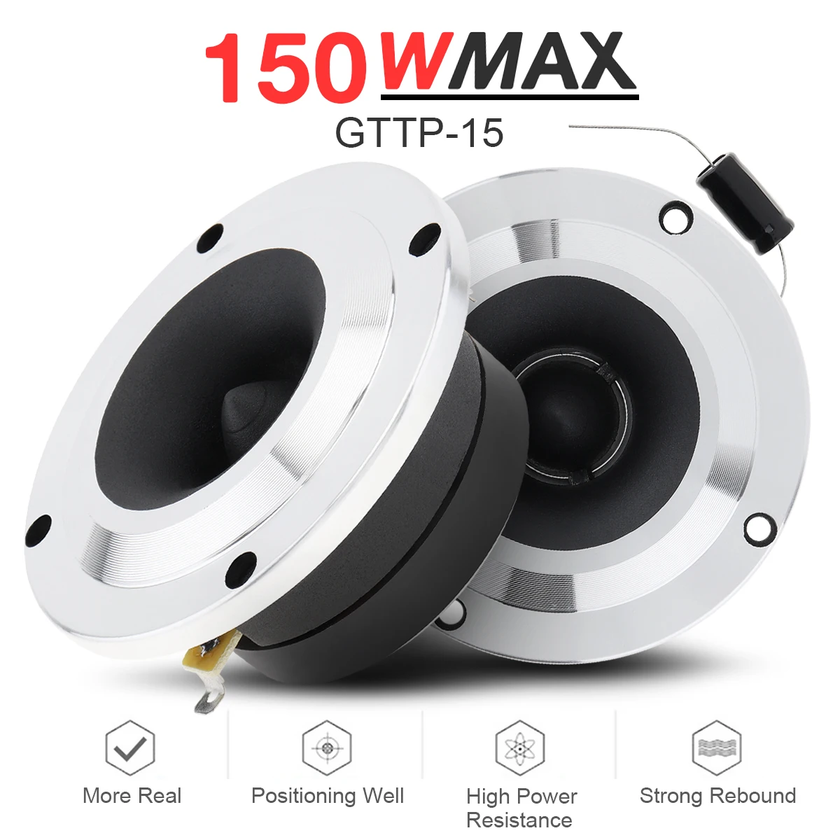 2pcs 4 Inch 150W 4OHM Aluminum Tweeter Speaker with Capacitor for Vehicle Auto Cars Stereo Modified