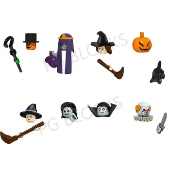 

8Pcs/set Halloween Series Building Blocks Clown Zombie Vampire Witch Ghost Pumpkin Man Action Figures DIY Toys for Children