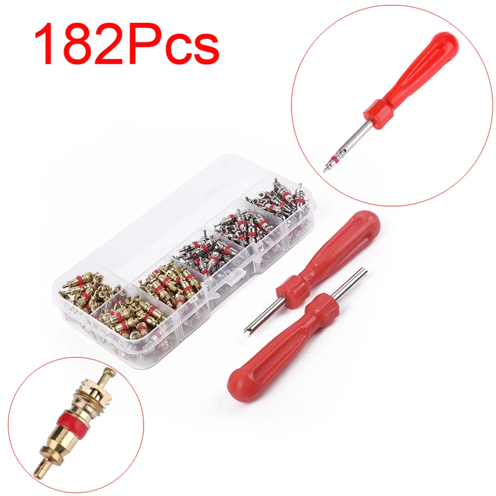 Adapter Valve Cores Accessory Replacement 182pcs Set Car Air Conditioning Assortment Copper Pressure resistant