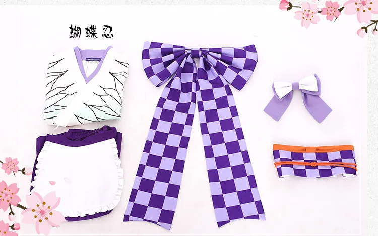 Anime Cosplay Demon Slayer: Kimetsu no Yaiba Kochou Shinobu Cosplay Costume Woman Maid Outfits Sets Dress Kimono