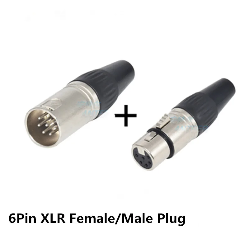 10pcs/lot 6 core Cannon connector plug female weld 6PIN light data cable control DMX signal silver | Электроника