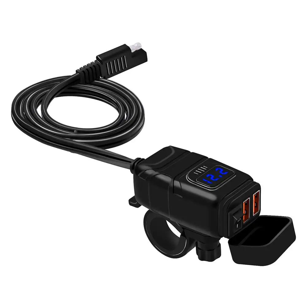 Адаптер SAE USB 12 В с вольтметром и выключателем штепсельная вилка быстрого