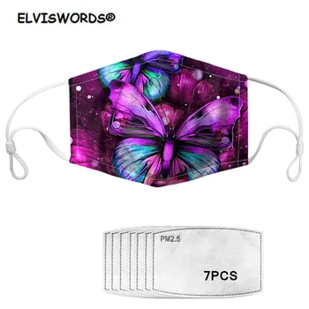 

ELVISWORDS Anti Dust Mask Activated Carbon 7pcs Filter Windproof Cute 3D Butterfly Prints Mouth Mask Women/Men/Kids Mouth Mask