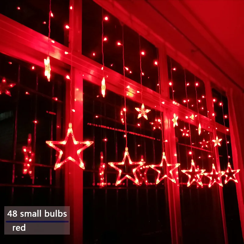 LED String Lights Pentagram Star Curtain Lights Fairy Wedding Birthday Christmas Lighting Indoor Decoration Light Remote control