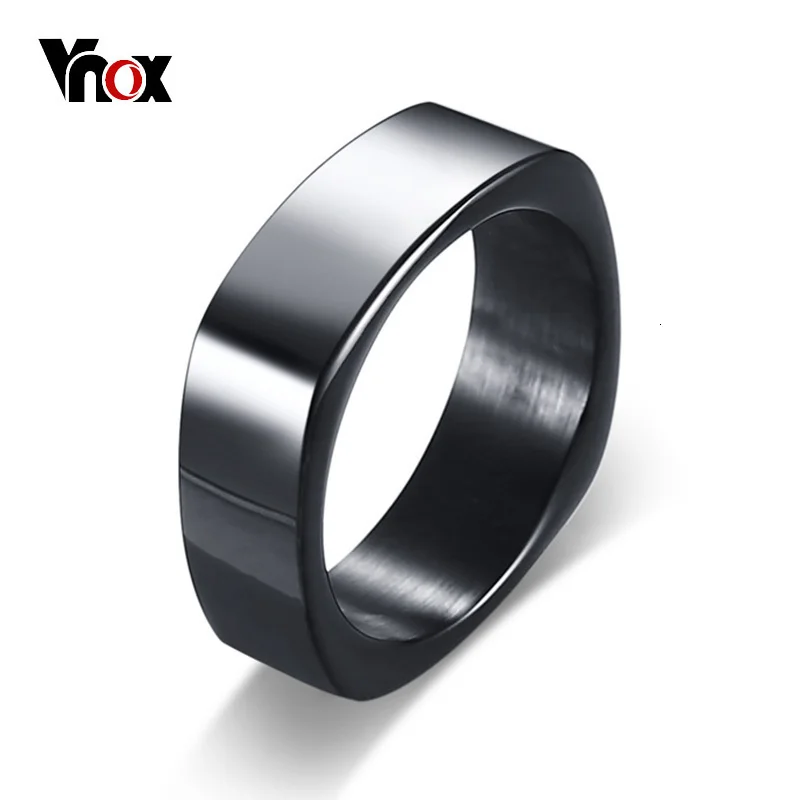 Vnox стильные 7 мм квадратной формы мужские кольца высокого качества из нержавеющей стали мужские панк ювелирные изделия черного, серебряного, золотого цвета