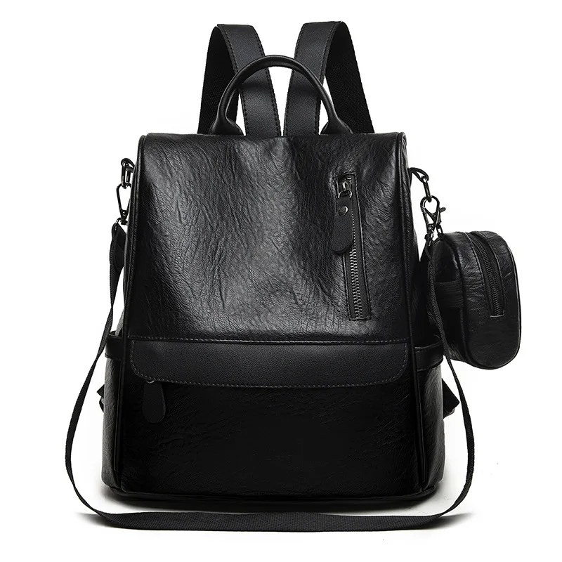 

Women's Personality Shoulder Bag New Trend Fashion PU Wild Large Capacity Simple Anti-theft Backpack Detachable Small bag