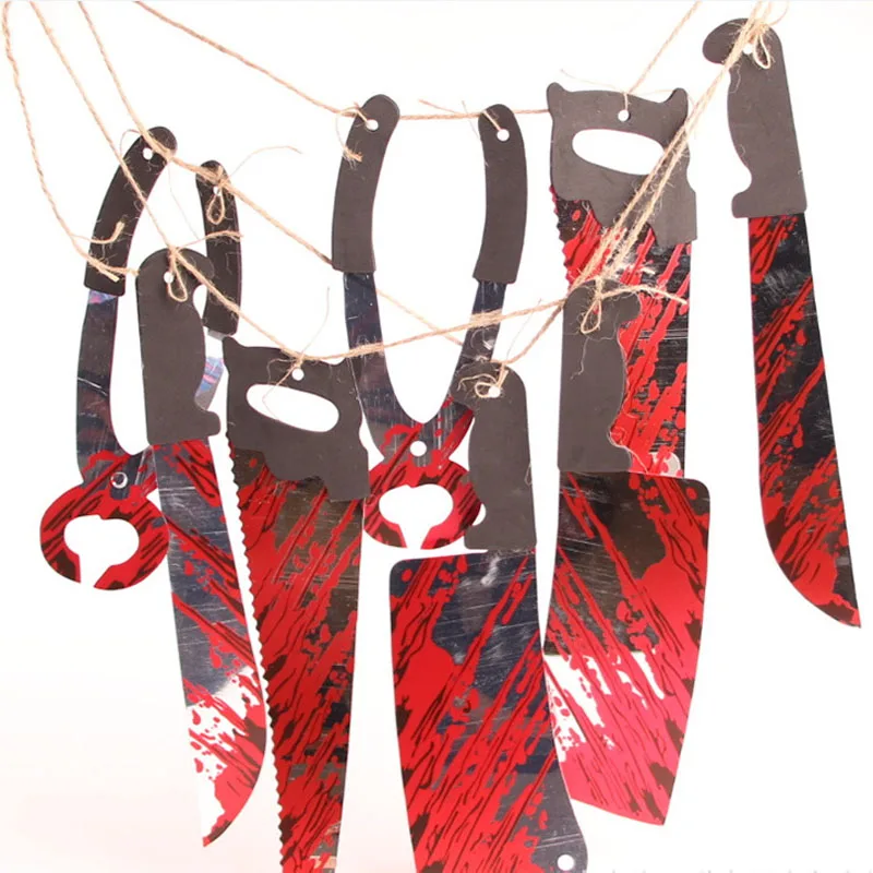 

Halloween Decoration Hanging Flag Blood Knife Blood Knife String Flag Bar KTV Whole Horror Hanging Props Decoration Supplies
