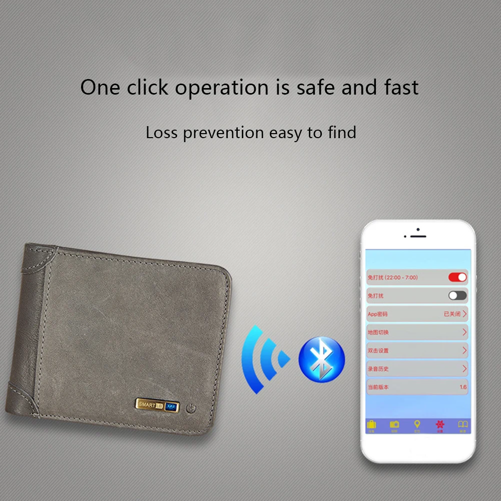 Bluetooth Смарт путешествия Compart для мужчин t анти-потеря Finder короткий тип ретро открытый сплошной usb зарядка локатор отслеживание мужской кошелек