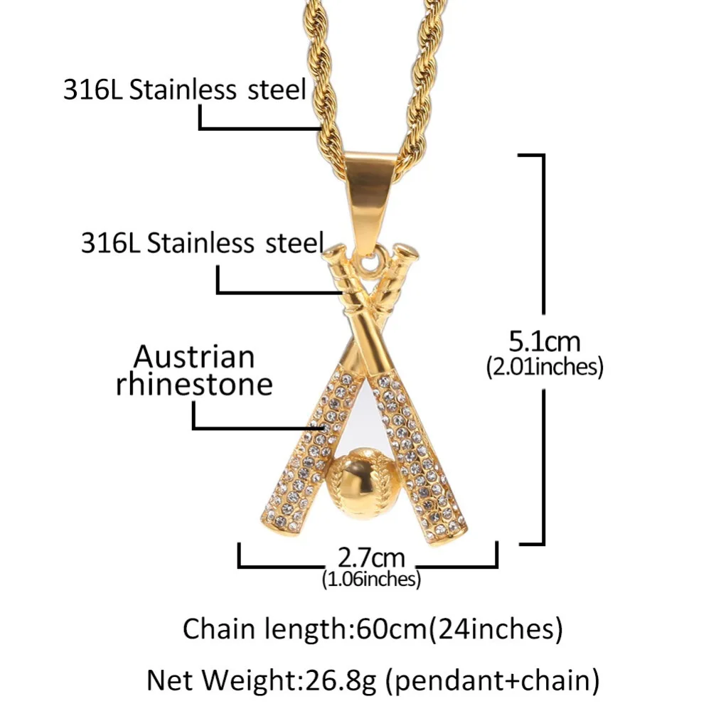 Iced Out Baseball Pendant Chain